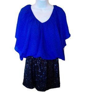 LE CHATEAU Blue Black Short Dress Size Small New NWT